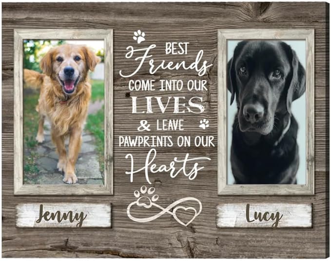 Benicee Shop Pet Memorial Gifts, Sympathy Gifts For Pet Loss, Double Picture Canvas Frame, Gift For 2 Pets