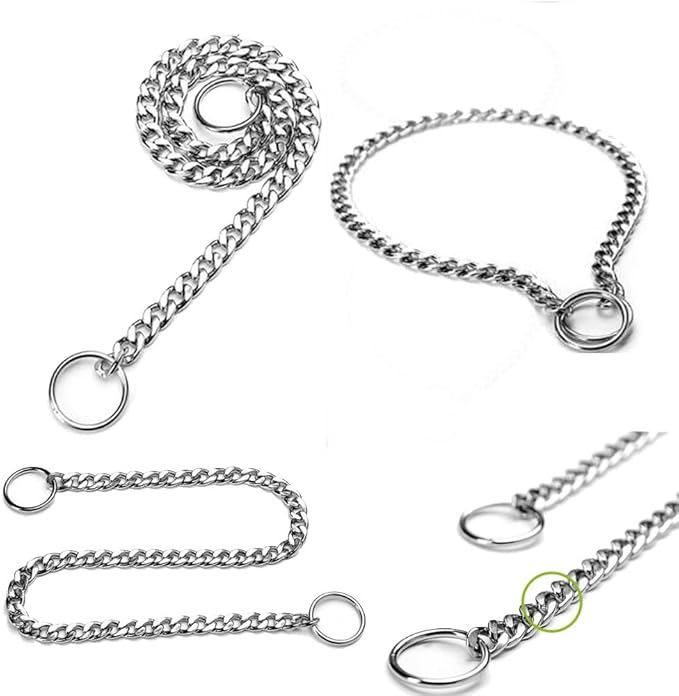 Dog Chain Collars for Small Dogs, Heavy Duty Martingale Collar Silver S Slip P Training Metal Link for XS Small Medium Large Big XL Breed Puppy Dogs