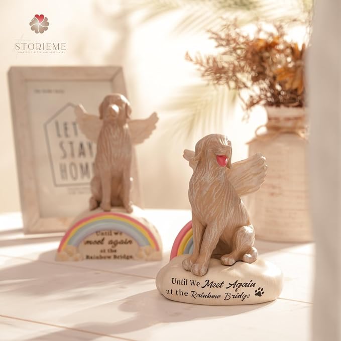 Dog Memorial Figurines Statues: Pet Sympathy Gifts for Loss of Dogs - Rainbow Bridge Remembrance Angel Gift for Dog Mom