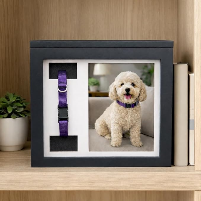 Dog Urn for Ashes, 4 Customizable Displays with Paw Print Ink Kit and Flannel Bag, Pet Urns for Dogs Ashes, Pet Cremation Box, Cat Urn for Ashes, Dog Ashes Keepsake (Black Small)