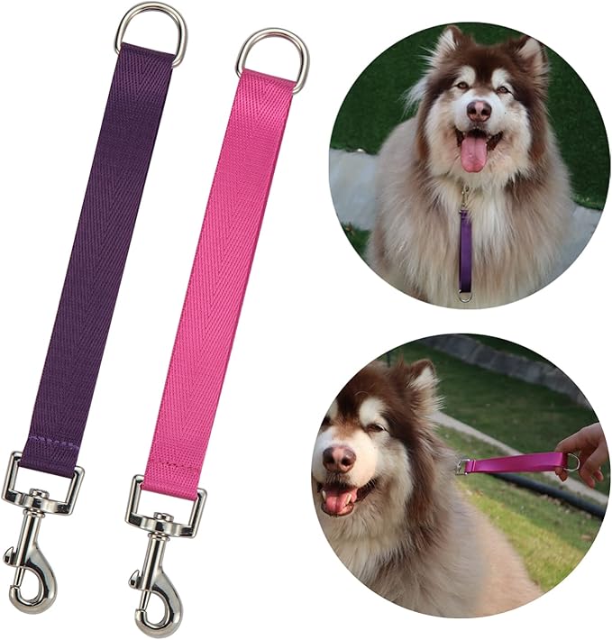 Traffic Dog Leash Dogs Training Leash Short Pet Lead Pets Traffic Grab Handle Dog Grab Tab Training Tab Handle Nylon Short Dog Lead (Rosered & Purple)