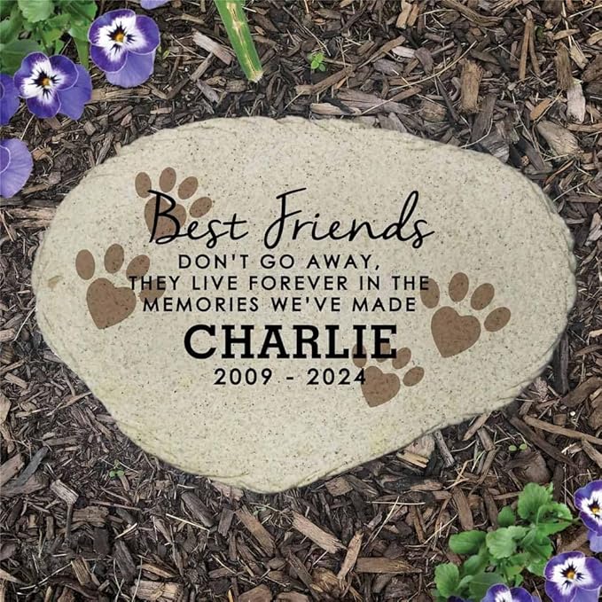 Personalized Dog Memorial Garden Stone, Best Friends Flat Stepping Stone, Loss of Pet