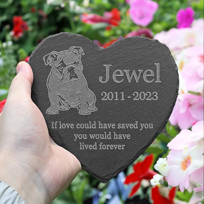 Bulldog Memorial Stone, Bulldog Outdoor Memorial, Bulldog Loss Sympathy Gift, in Memory of Bulldog