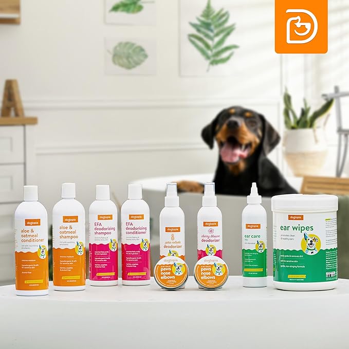 Dogtopia 3-in-1 Paw Balm & Deodorizer Spray - Between Baths Bundle for Pets | Moisturizing Balm for Cracked Skin (2oz) & Long-Lasting Cherry Blossom Odor Eliminator (8oz) for Dogs & Cats
