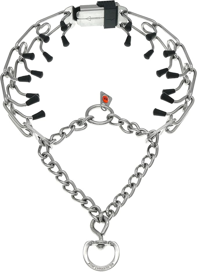 Herm Sprenger Dog Training Prong Collar with Quick Release Cliclock Buckle, 3 Extra Links, 30 Comfort Tips - Stainless Steel No-Pull Collar with Swivel Ring for Medium Large Dogs, Made in Germany