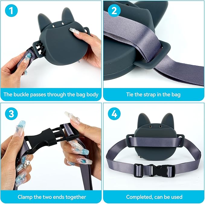 Dog Treat Pouch with Clicker Magnetic Closure, Silicone Fanny Pack for Pet Training,Adjustable Waist Belt, Leak-Proof, Ideal for Walking Training (Husky)
