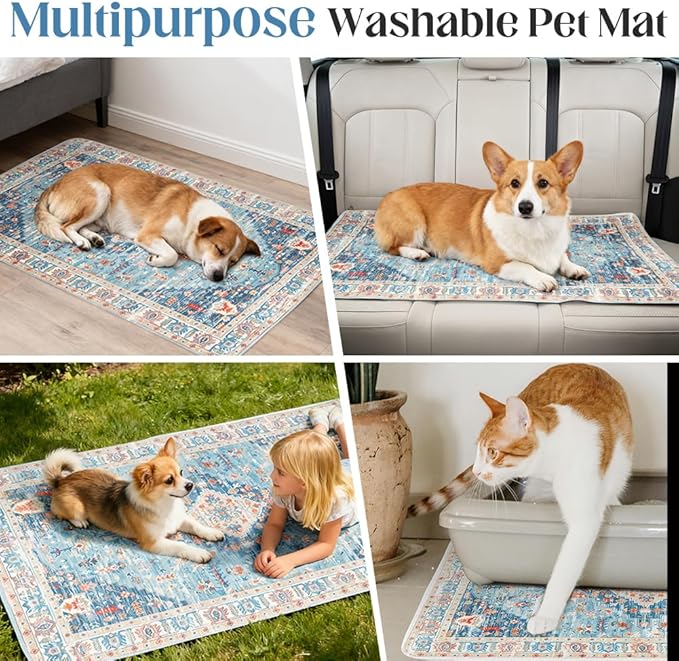 Washable Pee Pads for Dogs 2 Pack Reusable Puppy Training Pads 36"x36" Super Absorbent Waterproof Dog Training Pads, Non-Slip Potty Pads Whelping Pads Litter Mat Pet Supplies - Blue/Mix