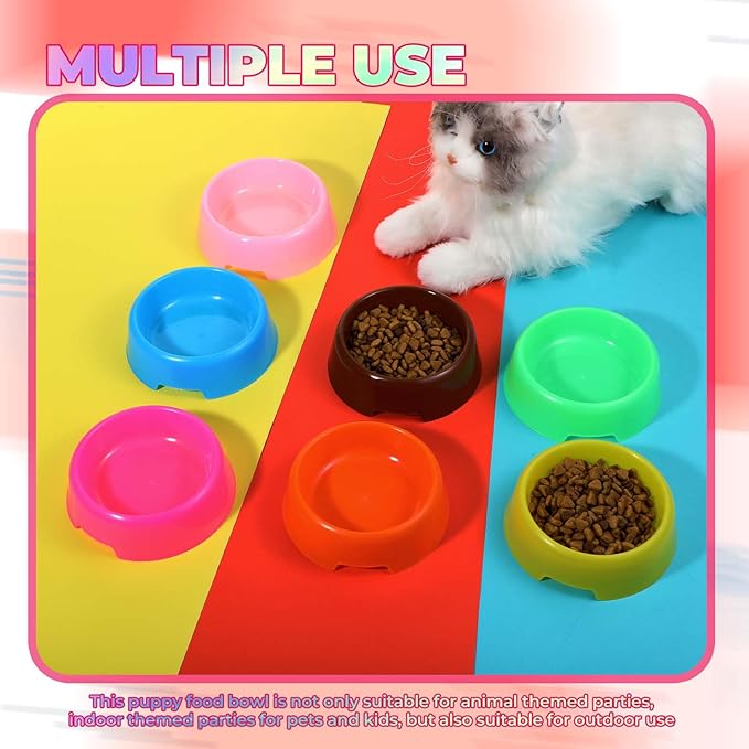35 Pcs Puppy Dogs Birthday Party Supplies Plastic Dog Bowls Bulk Reusable Food Feeding Water Pet Bowl for Cat Paw Party Favor (7 Colors)