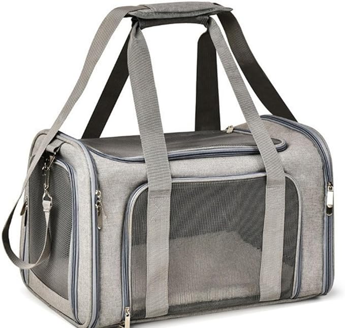 Most Airline Approved Cat Carriers Dog Carriers Soft-Sided Pet Travel Carrier for Puppies/Kittens/Rabbits, 5-Sided Breathable Mesh, Self-Locking Zippers, 17''X11''X11''