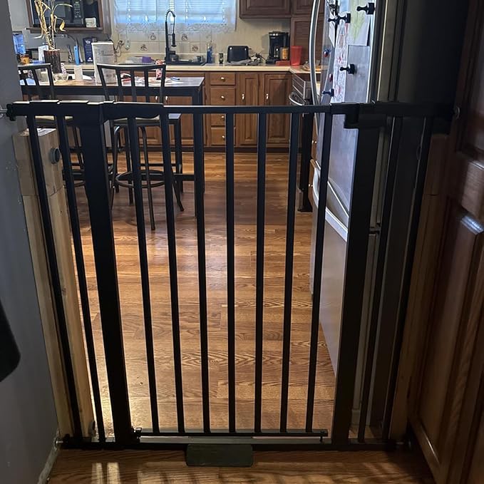 41 Inch Tall Baby Gate Auto Close Dog Gate Adjustable 29.92"-49.21" Wide Pressure Mounted Walk Through Swing Pet Gate for Doorways (Black, 29.92"-49.21" Wide)