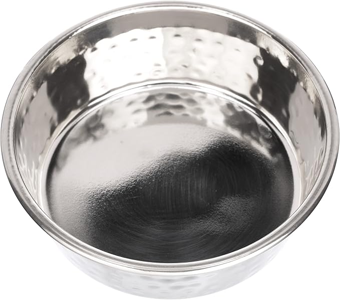 Neater Pet Brands Hammered Decorative Designer Bowls - Luxury Style Premium Dog and Cat Dishes (Small, Stainless)