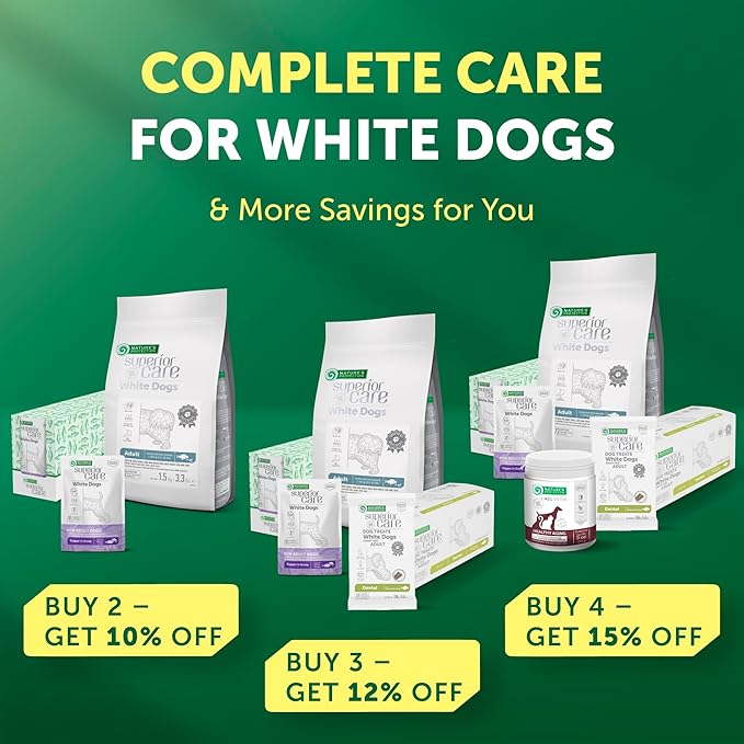 Nature's Protection Dry Dog Food for Small Breed - High Protein Tear Stain Diet for White & Light Fur Adult Dogs - Small Bites Kibble (Superior Care - Lamb and Rice, 3.3 lb)