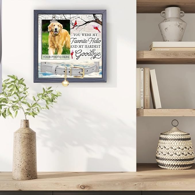 Pawfect House Dog Memorial Picture Frame With Collar Holder, Pet Memorial Gifts For Dogs, Dog Passing Away Gifts For Grieving Friend, Pet Loss Sign 9x9 Inches, Bereavement Gift Ideas