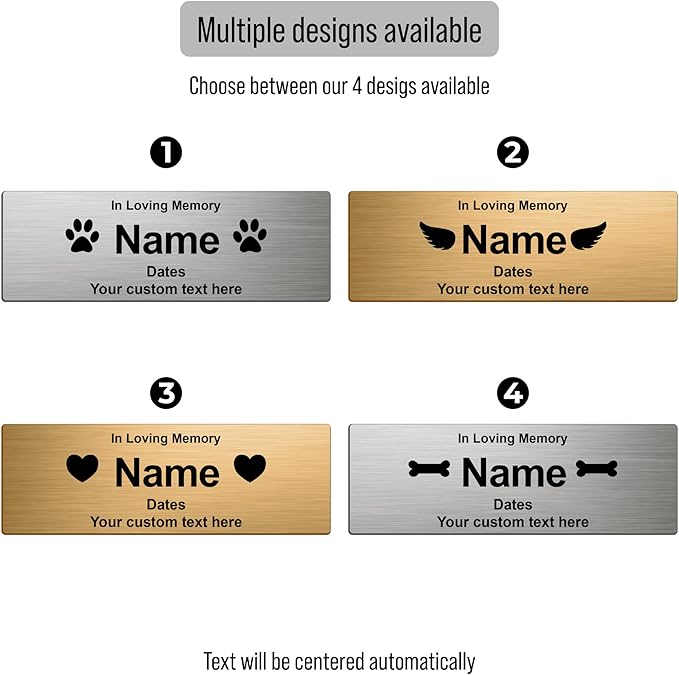 Custom Pet Memorial Nameplate for Urns & Ashes Boxes, Personalized Stainless Steel Adhesive Backing Badge Remembrance Tags (Text)