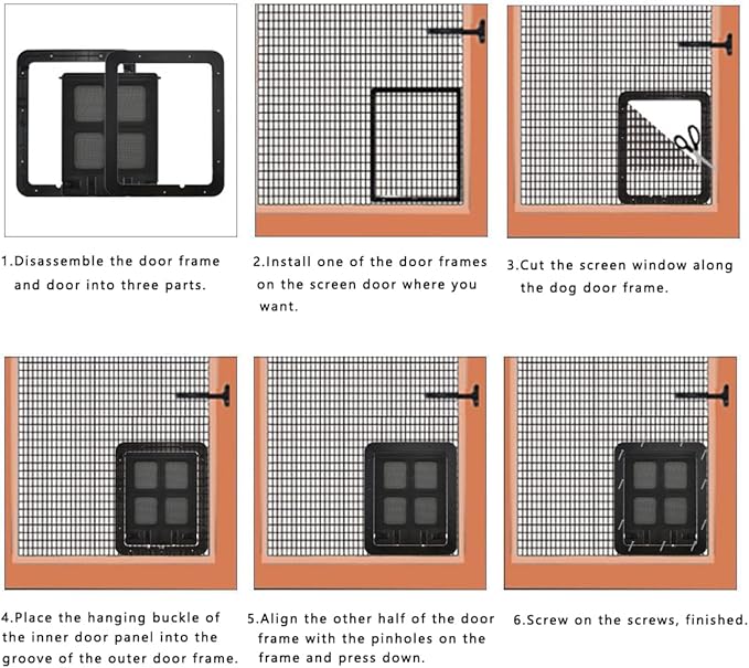 Dog Cat Door for Screen Door with Magnetic Flap Lockable, Magnetic Closure Sturdy Screen Pet Door for Existing Sliding Door, Window (L (Inside Size: 14.5"*12.2"), White)