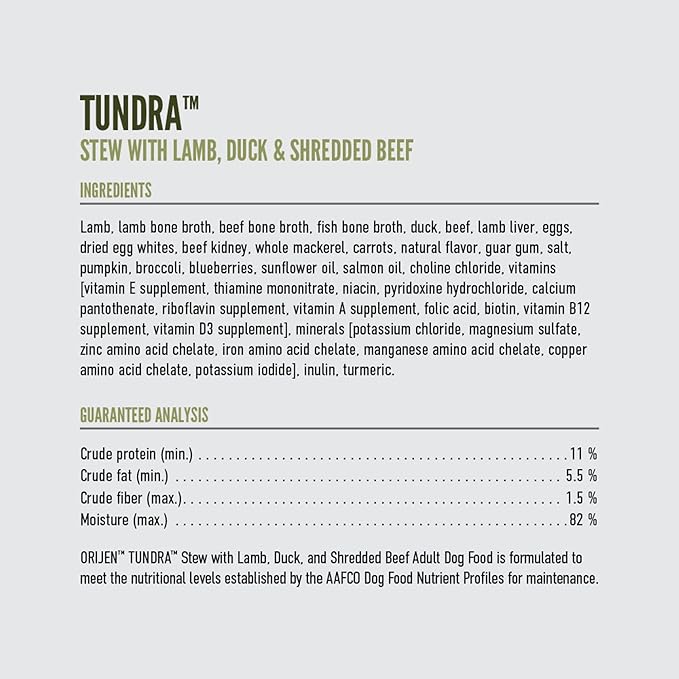 ORIJEN Real Meat Shreds, Grain-Free, Tundra Stew, Premium Wet Dog Food