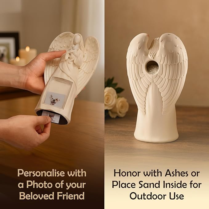 Muldale Dog Memorial Statue - Dog Photo Frame - Guardian Angel for Beloved Pet - Loss of Pet Sympathy Condolence Gifts - 11โ