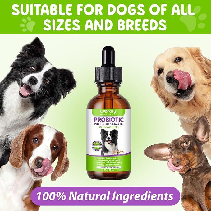 Liquid Probiotics for Dogs, 3 in 1 Dog Probiotic Drops with Prebiotic & Digestive Enzymes | Digestive Gut Health, Immunity Support, Diarrhea & Constipation Relief | Dog Probiotic Supplements 60ml