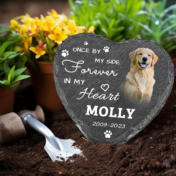 Personalized Pet Memorial Stone for Dogs 6"*6",Custom Heart Memorial Gifts for Loss of Dog Cat,Customized Garden Stone Grave Markers Headstone for Dog Cat Lovers