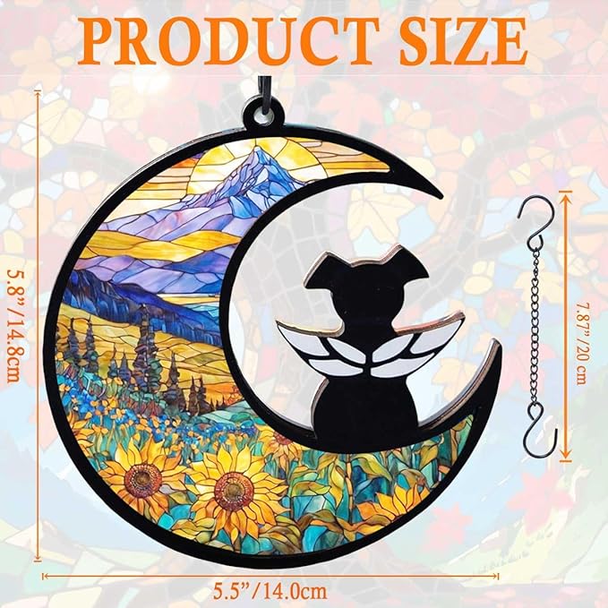 Dog Memorial Suncatcher, Loss of Dog Sympathy Gift for Pet Lovers, Cats Remembrance Ornament, Pet Memorial Gifts, Sunflower