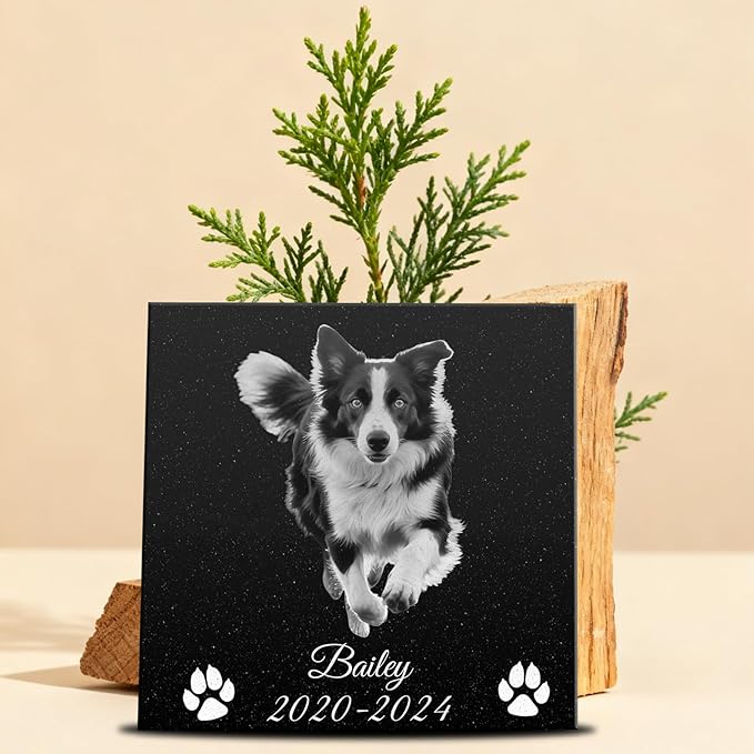 ADFSTONE Pet Memorial Stones Personalized Dog Remembrance Gifts, Customized Cat Picture Grieving Plaque, DIY Gravestone, Custom Sympathy Photo Gift, Animal Grave Markers, Little Tombstones…