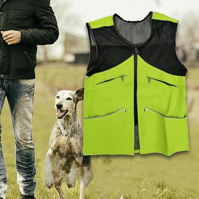Dog Training Vest for Handlers Breathable Dog Trainer Vest for Agility Obedience Training Handler Dog Trainer Outdoor Backpacking, Green, XL