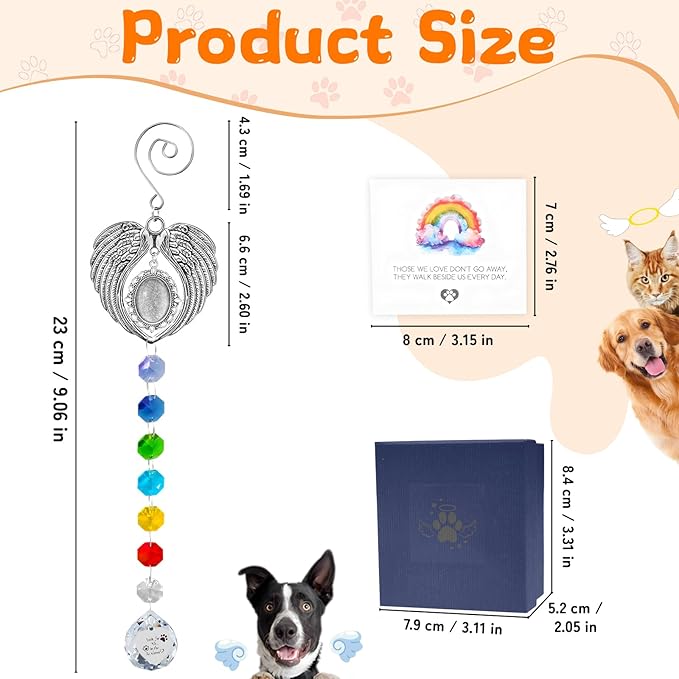 Pet Memorial Gifts for Dogs, Pet Memorial Suncatcher for Loss of Dog Cats Passing Away Remembrance Bereavement Gifts
