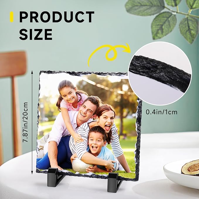 Custom Rock Slate Frame with Picture, Unique Picture Frames Personalized Picture Frame Print Photos Text Gift for Him Her Family Birthday Anniversary