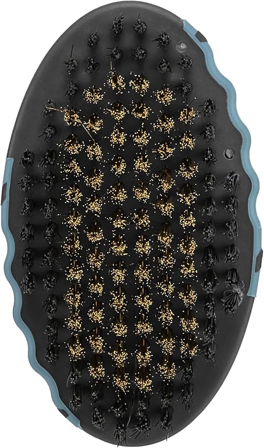 Trixie Grooming Brush for Dogs - for Massaging and Shining the top Coat and Undercoat of Short Coats - Nylon and Brass bristles - Rubberised - 7 x 12 cm - Black/Blue - 2319