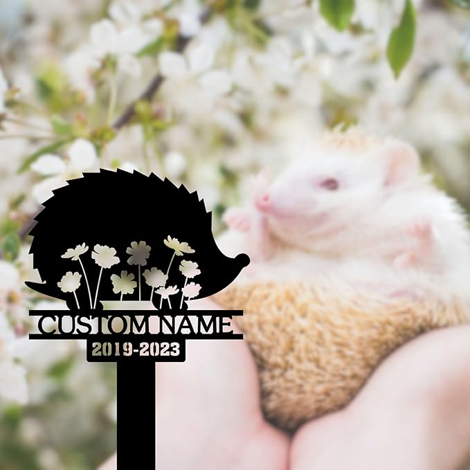 Pet Grave Markers Personalized, Hedgehog Metal Grave Stake, Pet Loss Sympathetic Outdoor Plaque, Hedgehog Memorial Keepsake Garden Sign, Waterproof, Pet Loss Sympathy Gifts