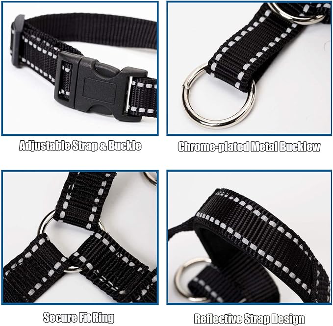 Dog Head Collar, Head Collar with Reflective Strap to Stop Pulling for Small Medium and Large Dogs, Adjustable (L, Green)