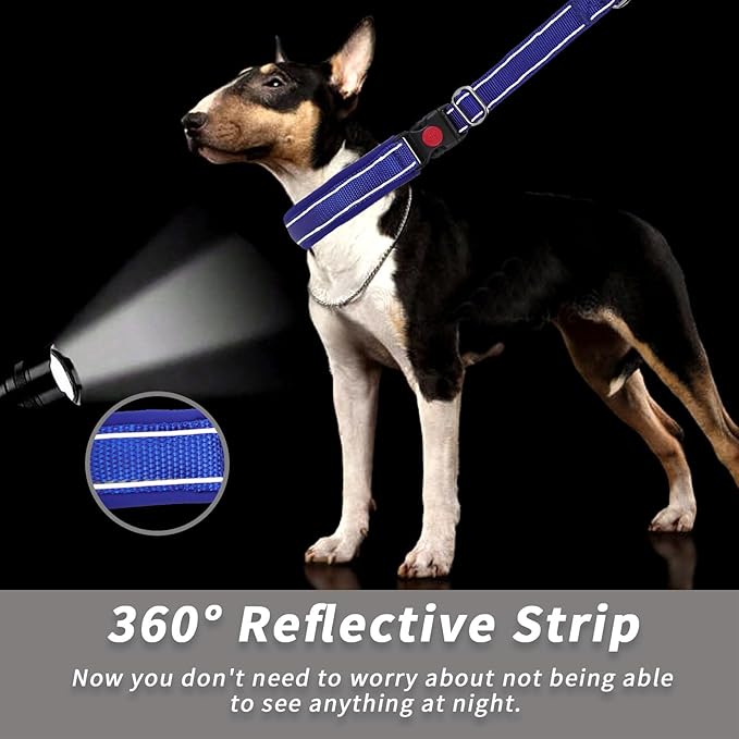 Martingale No Pull Dog Collar for Large Medium Small Dogs, Heavy Duty Nylon Reflective Adjustable Anti Pull Slip Collar with Buckle for Training Walking M Dark Blue