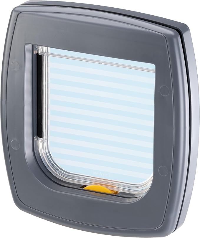 Ferplast Cat Flap, Small Dog Flap, for Glass Doors, Walls, Door for Cats and Small Dogs, 2-Way Controllable Entry and Exit, Universal Installation, Partial Tunnel, Swing 1 Small Size, Pet Door, Grey