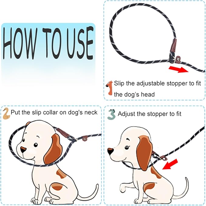 7ft Slip Lead Dog Leash for Small Dogs, No Pull Puppy Training Lead, Lightweight Sturdy Pet Slip Rope Leash, Pink