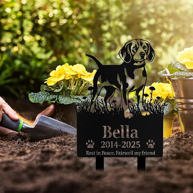 Custom Dog Grave Markers Outdoor, Personalized Pet Grave Marker Stake Dog Memorial, Outdoor Weatherproof Pet Cemetery Sign, Personalized Dog Memorial Gifts for Loss of Dog
