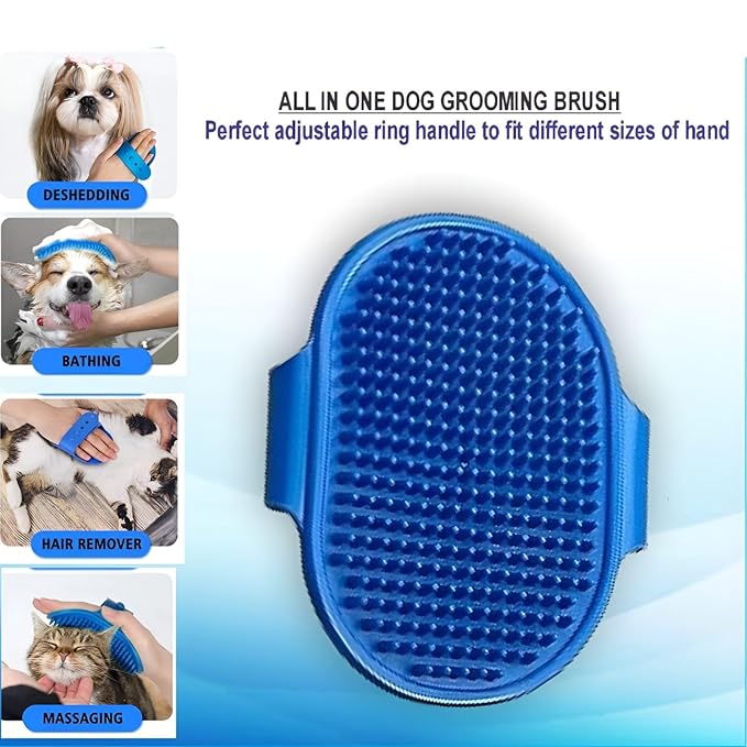 9PC Dog Grooming Kit – Paw Cleaner, Dog Shampoo Brush, Bath & Scrubber Brush, Hair Removal Gloves, Finger Toothbrushes | Complete pet Bath & Deshedding Tools for Shedding & Cleaning