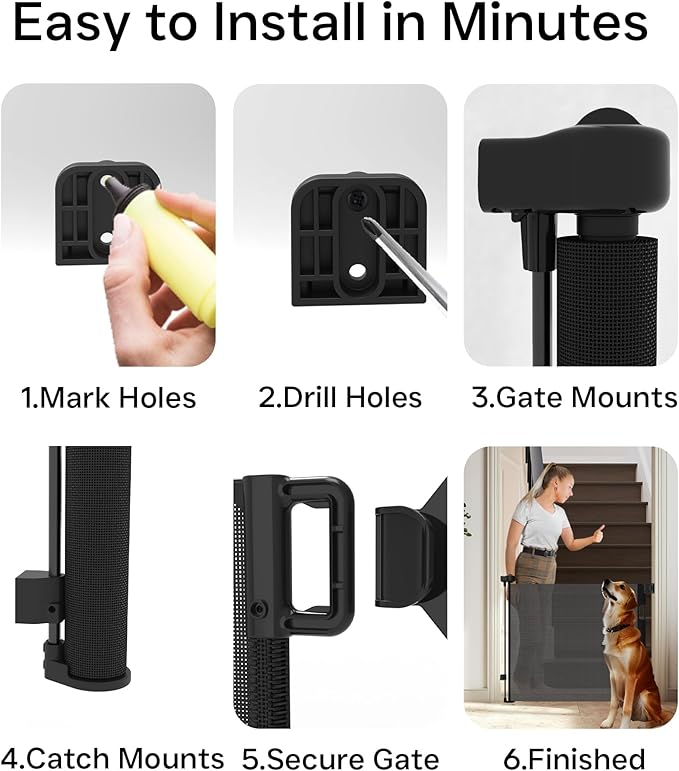 Retractable Baby Gate,Mesh Baby Gate or Mesh Dog Gate,34" Tall,Extends up to 70" Wide,Child Safety Gate for Doorways, Stairs, Hallways, Indoor or Outdoor