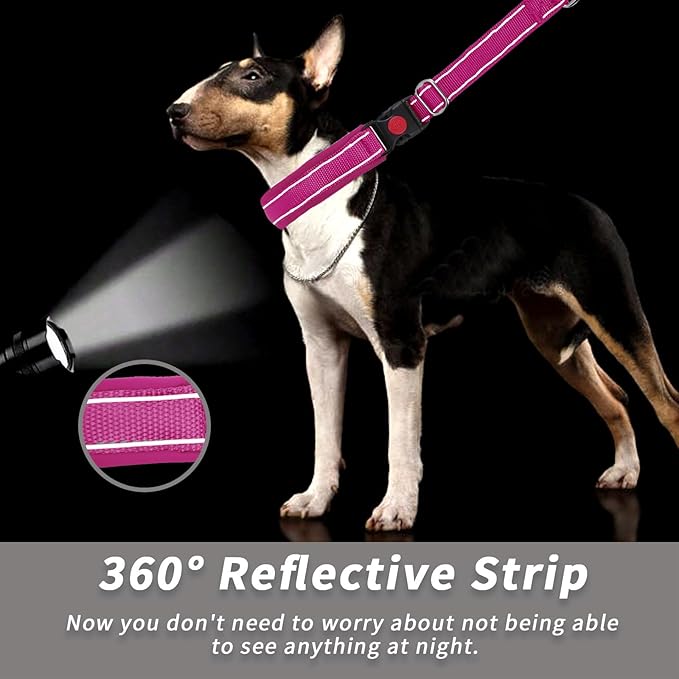 Martingale No Pull Dog Collar for Large Medium Small Dogs, Heavy Duty Nylon Reflective Adjustable Anti Pull Slip Collar with Buckle for Training Walking M Hot Pink