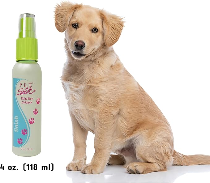 PET SILK Baby Boy Cologne, Made especially for Puppies and Kittens, Fresh Smell, Long Lasting Baby Powder Scent, Instantly Deodorizes unwanted Pet Odors (4oz)