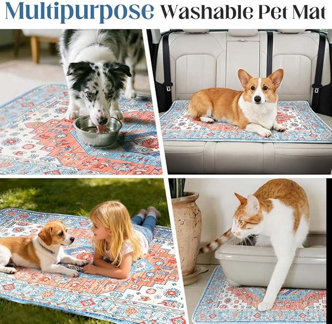 Washable Pee Pads for Dogs 2 Pack Reusable Puppy Training Pads 36"x36" Super Absorbent Waterproof Dog Training Pads, Non-Slip Potty Pads Whelping Pads Litter Mat Pet Supplies - Orange/Mix