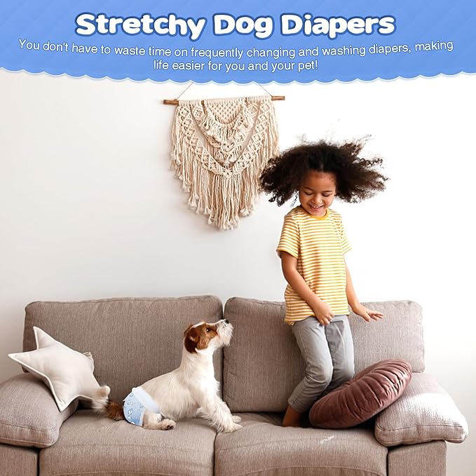 Ambreview Dog Diapers Female, Disposable Pulled Up Dog Diaper with Stretchy Waist, Super Absorbent 360° Leak-Proof Doggie Diapers for Female Puppy Dogs in Heat/Urinary Incontinence (30XL)