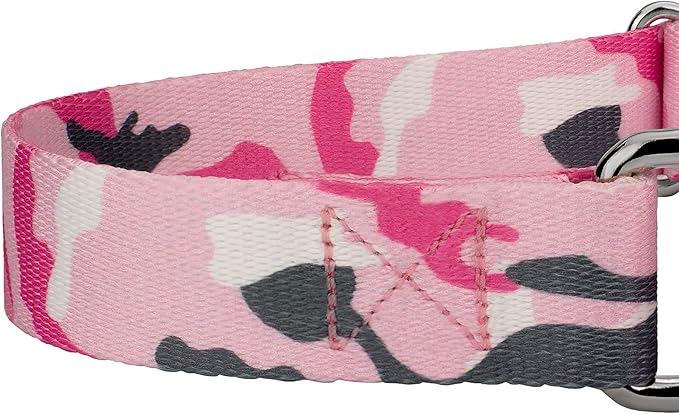 Country Brook Petz - Pink and Grey Camo Martingale Dog Collar - Camouflage Collection Featuring Rugged Designs (5/8 Inch, Small)