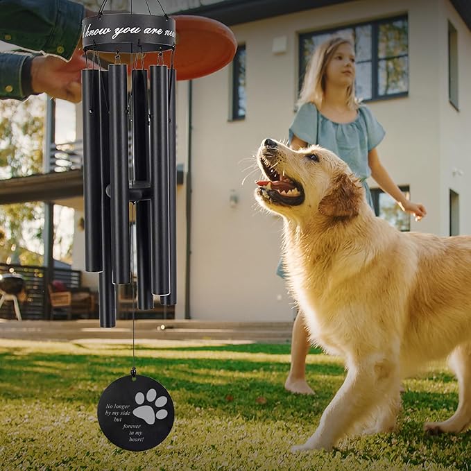 30 Inchs Memorial Wind Chimes for Pets, Dogs, Produced in USA Deep Tone Personalized Wind Chimes Memorial Gifts for Loss of Dog Pet, Pets Passing Away Gifts for Sympathy Bereavement, Remembrance Gift