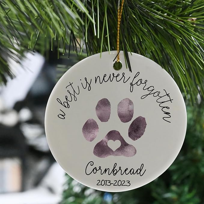 Personalized Pet Memorial Ornament - Christmas Tree Ornaments, Loss Gifts, In Memory of Pet - Ceramic
