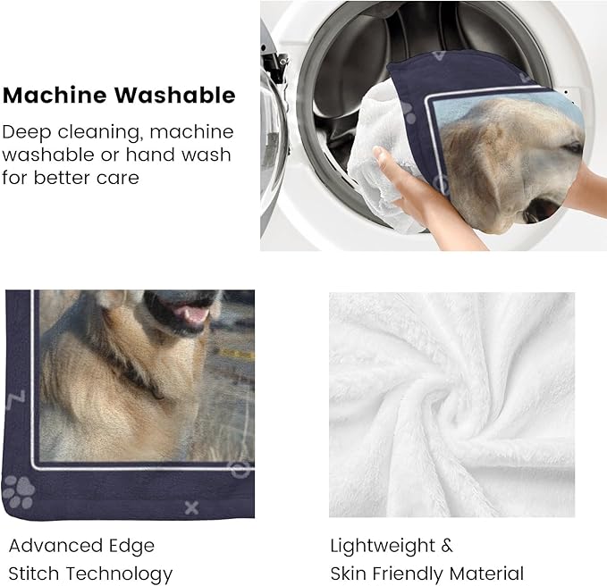 Personalized Dog Memorial Blanket with Photo:Made in USA,Custom Memorial Gifts for Loss of Dog,Cat,Pet,Sympathy Bereavement for Loss of Pet