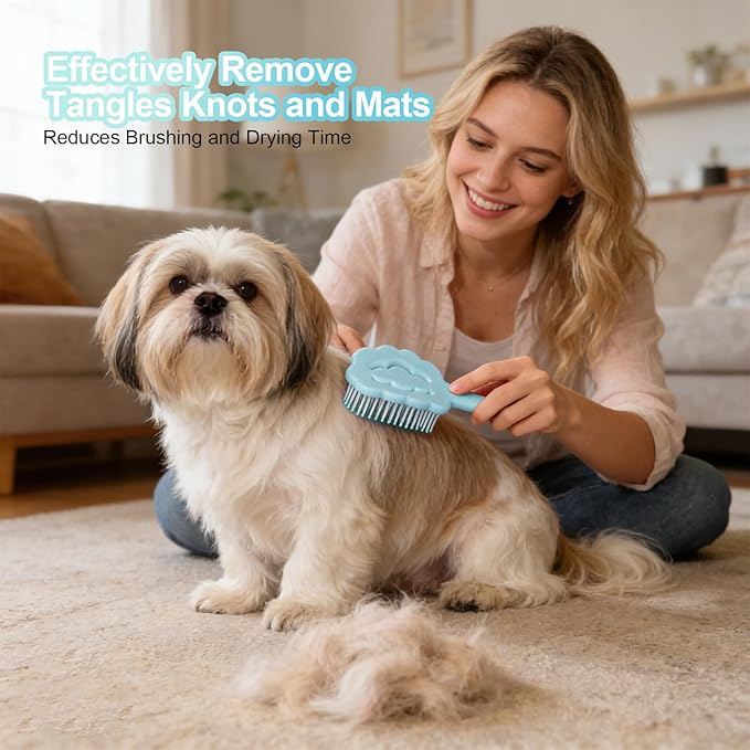 Cloud Shape Small Dog Grooming Brush - Perfect for Shih Tzus, Yorkies, and Maltipoos - Ideal Puppy Hair Brushes for Maltese and Small Breeds (Sky Blue)