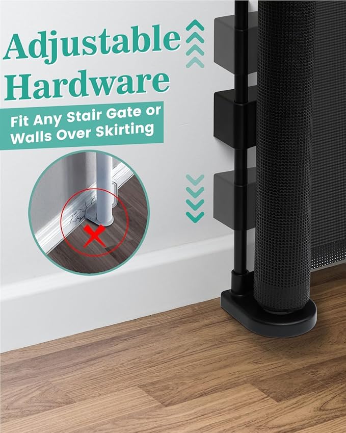 50 inch Retractable Baby Gates 42 inch Tall, Retractable Gate with Reinforced Strip Design to Prevent Crawling Through, Retractable Dog Gate for Stairs, Doorways, Hallways