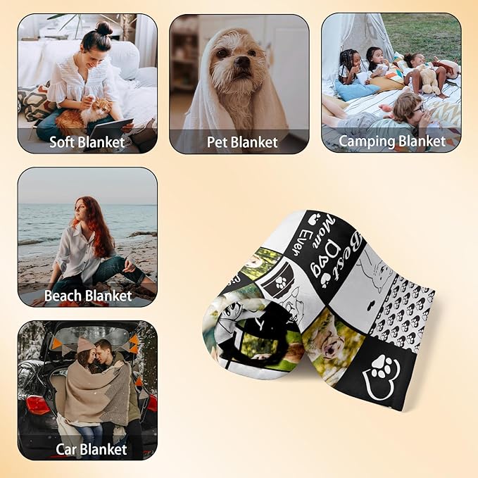 Personalized Pet Memorial Gifts, Custom Throw Blanket with Pet Photo & Name, Customized Pet Memorial Gifts for Loss of Dog Cat, Puppy Bereavement/Passing Away Gifts, Remembrance Gift for Dog Mom Dad