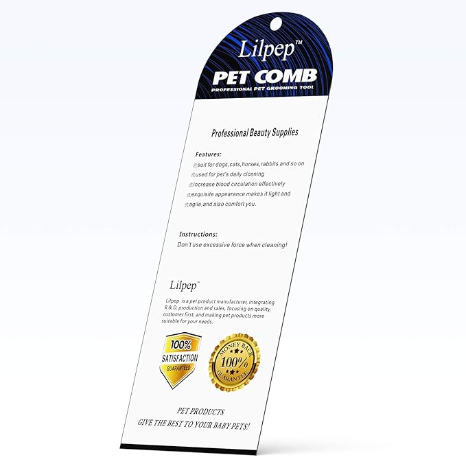 Lilpep 2PCS Stainless Steel Metal Dog Comb, For Removing Tangled Mats And Massaging Pet Combs, Professional Pet Grooming Tools