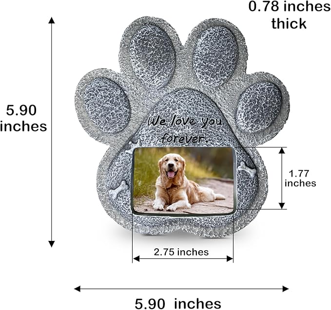 Pet Memorial Stones for Dogs,Loss of Dog Sympathy Gift Indoor Display,Pet Grave Markers Dog Bereavement Gifts Outdoor Tombstone Paw Shaped Carve We Love You Forever